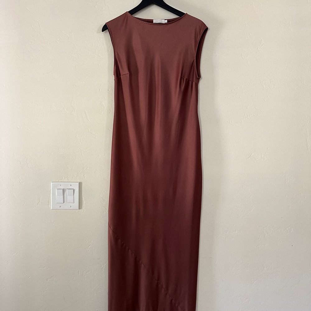 Rumer - Kimberley Sheath Maxi Dress in Mocha - Size Small
